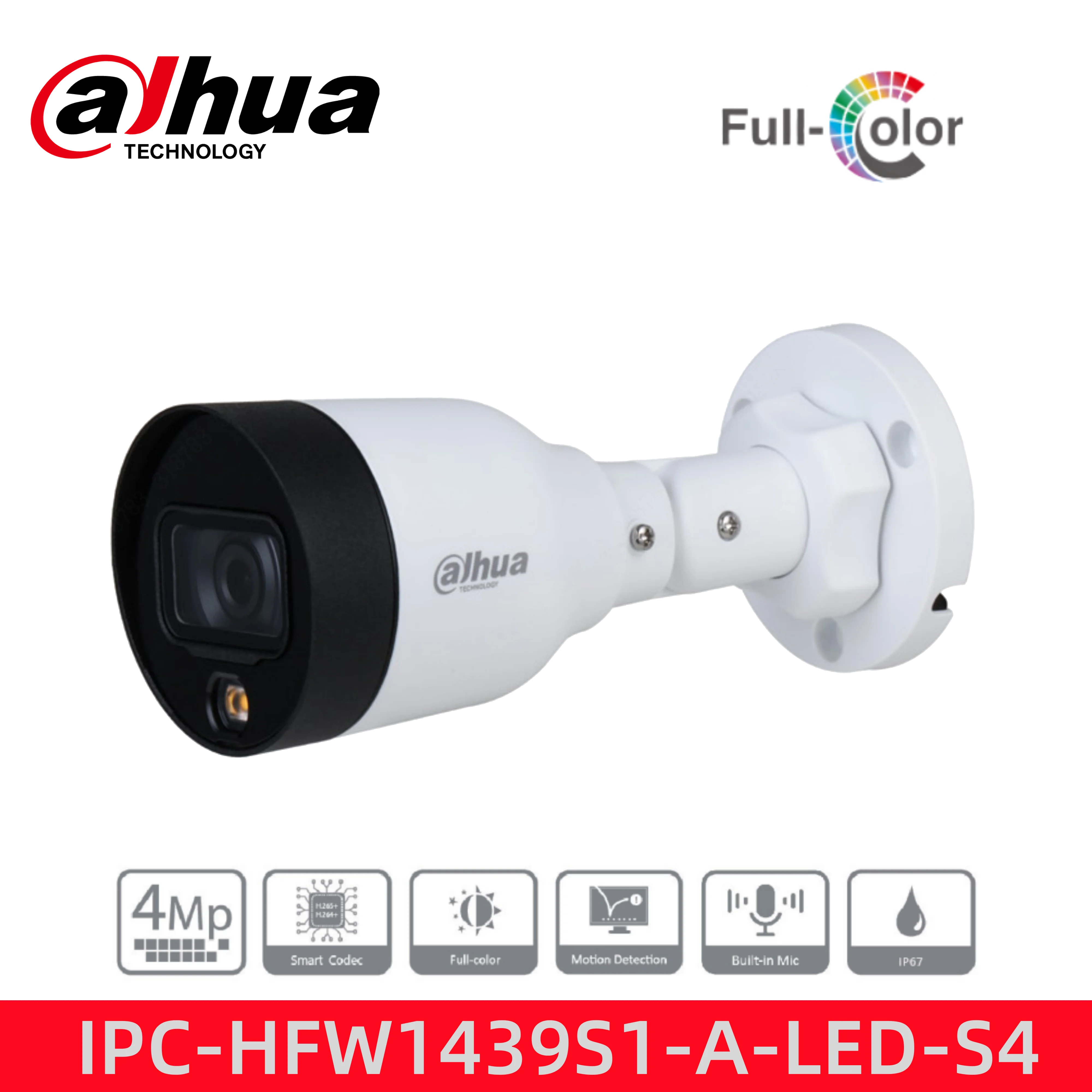 Dahua security protecyion IPC-HFW1439S1-A-LED-S4 4MP cctv Entry Full-color Fixed-focal Bullet Netwok Camera