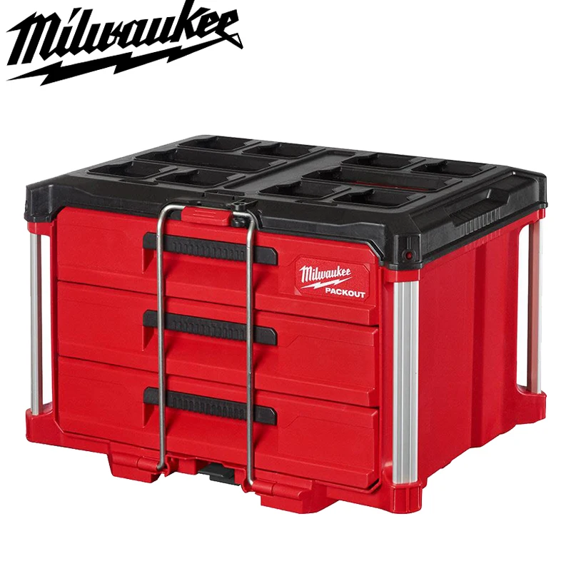 

Milwaukee 48-22-8443 Packout 3 Drawer Durable Large Tool Box With 50lbs Capacity-