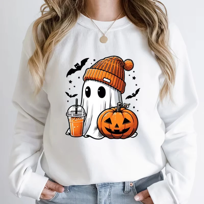 هوديي نسائي بأكمام طويلة من أكاديمية الهالوين مطبوع عليه قطن بدون رأس من مادة PVD Ghost Food Creative Fashion Women
