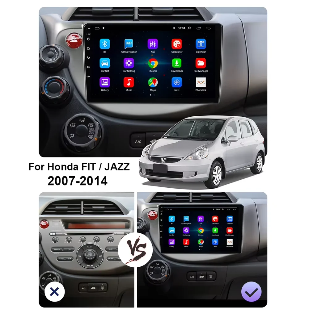 For Honda Jazz 2 GG 2008 - 2014 Fit 2 GE GP GE 2007 - 2014 GPS Car Radio Navigation Multimedia Video Player Stereo BT Android 16