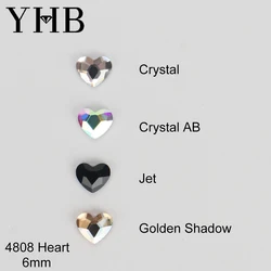 YHB Glitter Crystal Cristales Strass Flatback Hotfix Heart Shaped Rhinestones For Shoes Bags Phones Fabric Garment Nail art