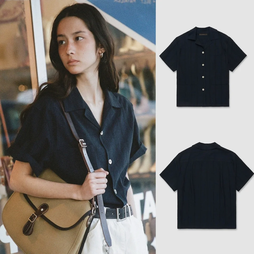 

Летняя коллекция 2026: Рубашка Urban30 в стиле ретро-минимализм для мужчин, в клетку, свободного кроя, с коротким рукавом, с классическим воротником, темная текстура; Модный топ для женщин