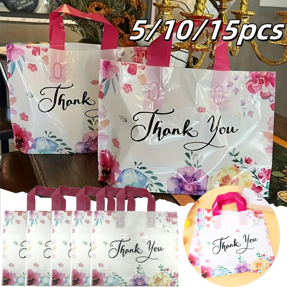 5-15 قطعة شكرا لك شنطة هدايا قابلة لإعادة الاستخدام حقائب حمل بلاستيكية حفل زفاف عيد ميلاد هدية التعبئة والتغليف أكياس التسوق عيد الشكر
