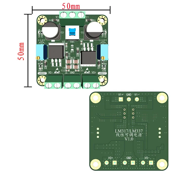 LM317 LM337 Positive and Negative Voltage Linear DC Stabilized Power Supply Adjustable Output Power Supply DC-DC Step Down Modul