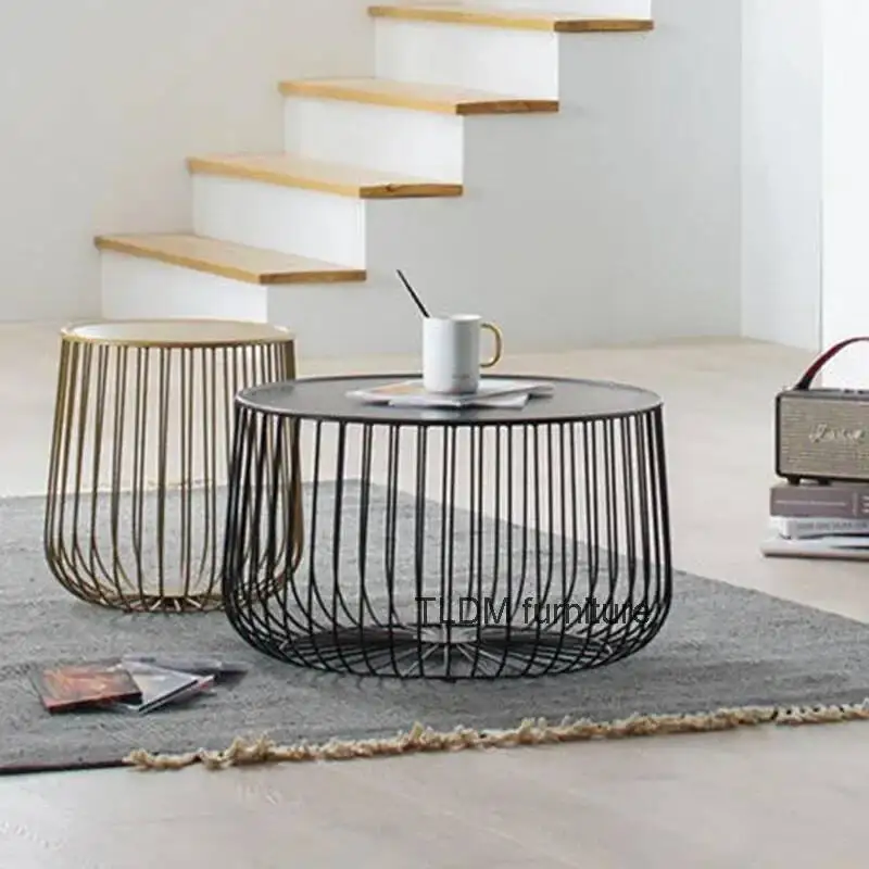 

Round Dining Living Room Center Coffee Tables Gold Design Nordic Auxiliary Side Table Bedroom Mesa Elevable Home Furniture