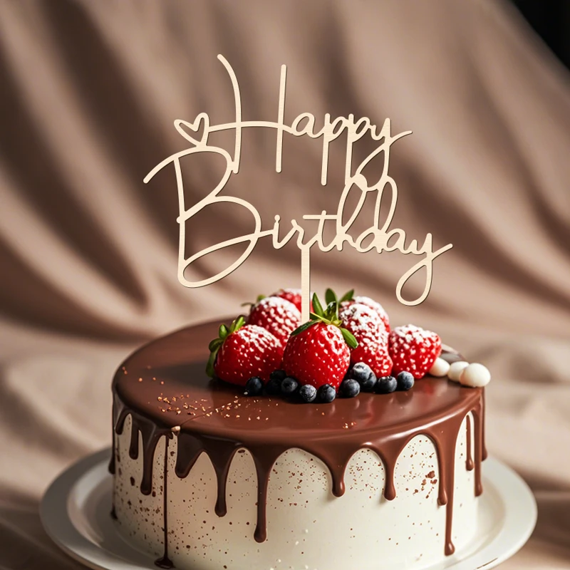 YOMDID Tortenaufsatz „Happy Birthday“, Geburtstagskuchendekoration mit Schriftzug und Herzakzenten, fröhliche Tortenaufsätze für Geburtstage – Detail 10