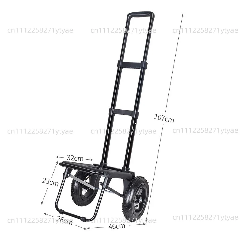 Foldable trolley with 21cm large wheels and airless tires - 65kg capacity, adjustable handle, 47L Oxford bag