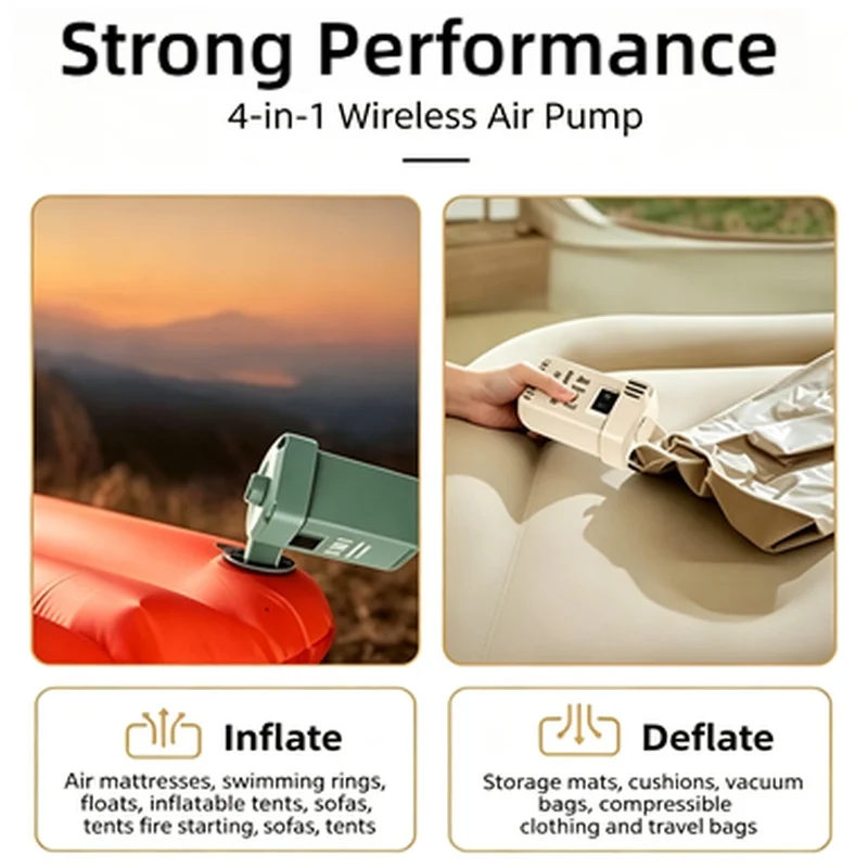 Mini Portable Wireless Air Pump USB Rechargeable Electric Inflator for SUP Boat Mattress Inflatable Toys Camping Travel - view 5