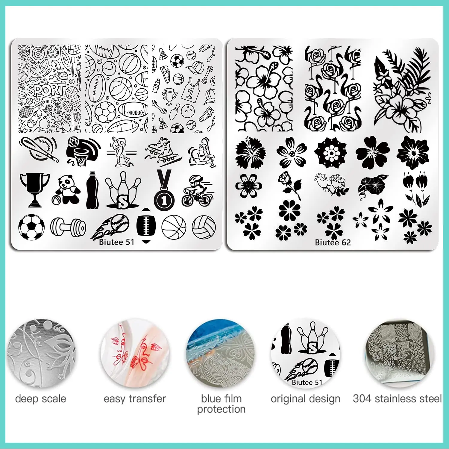 Biutee Nail Stamping Plates Template Tiger Zebra Leopard Print Animal Image Stencil in acciaio inossidabile Nail Art Template Texture