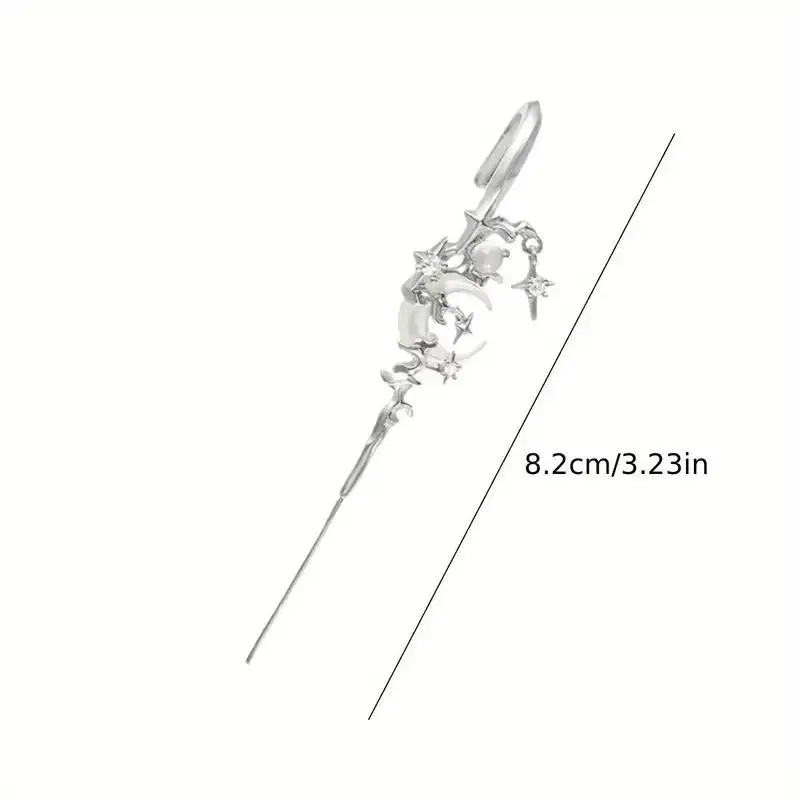 1Pc Wrap Crawler Hook Earrings Jewelry For Daily Wear Parties Cosplay Sparkling Star And Moon Earring Fashionable Ear Needle