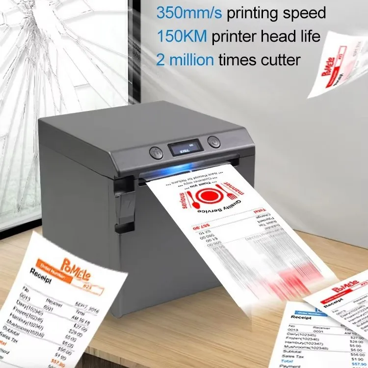 80MM Thermal Bill Printer Hotel Back Kitchen Front Desk Kitchen Catering Bluetooth WIFI Small Ticket Machine Factory Direct Sale