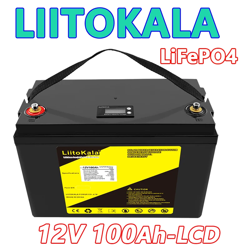 LiitoKala 12V 100A 120A 150A 200AH+LCD lifepo4 batterij 4S 12.8V 200Ah met spanningsdisplay