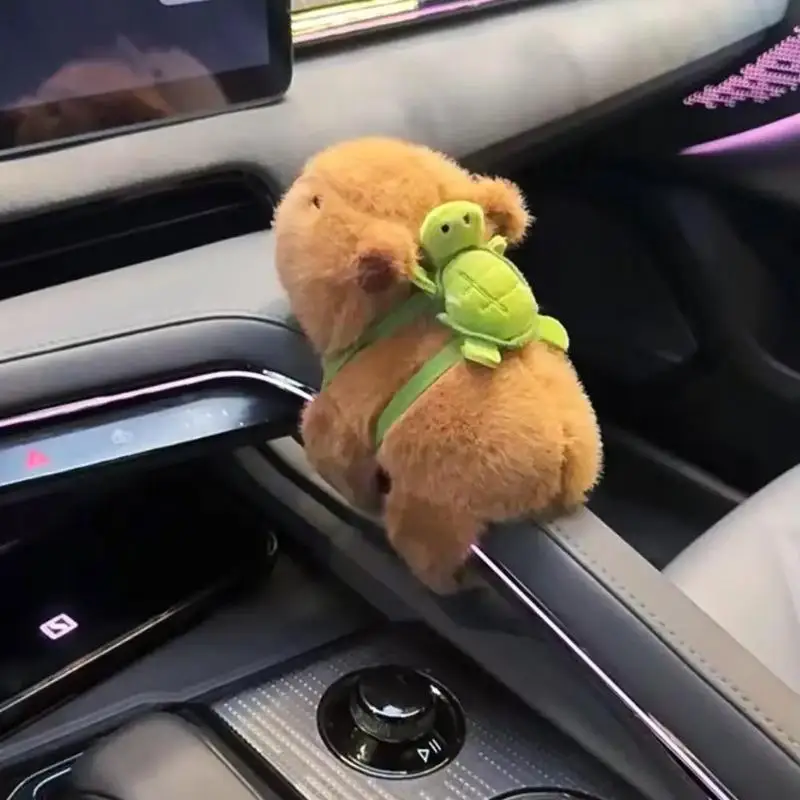 Capybara Auto-Innenraum Mittelkonsole Displays Griffabdeckungen Scheibenwischer-Zubehör für Handbremse Türgriff Niedliche Plüschpuppen Armbänder