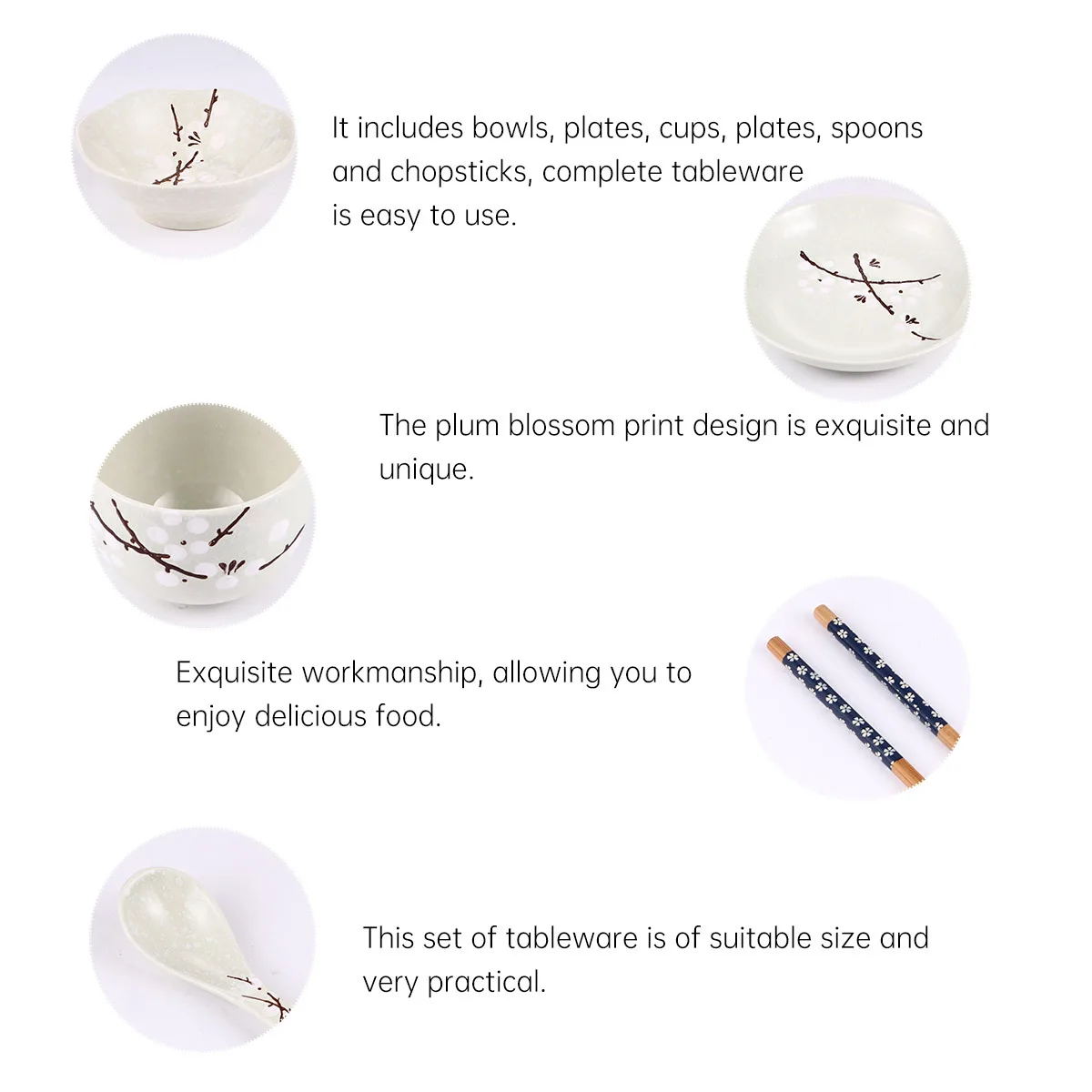 

1Set Household Tableware Set Japanese Ceramic Dinnerware for One Person Includes Bowl Plate Cup Spoon Chopsticks