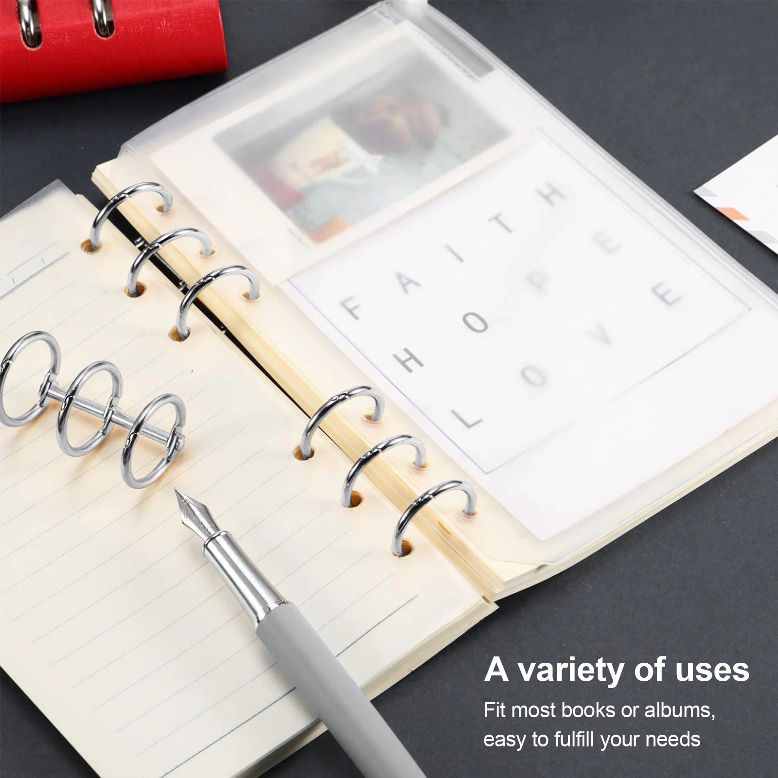 10Pcs Metal Binding Rings Sturdy Practical for Loose Leaf Document Organizer Binder Snap Rings Loose Leaf Ring
