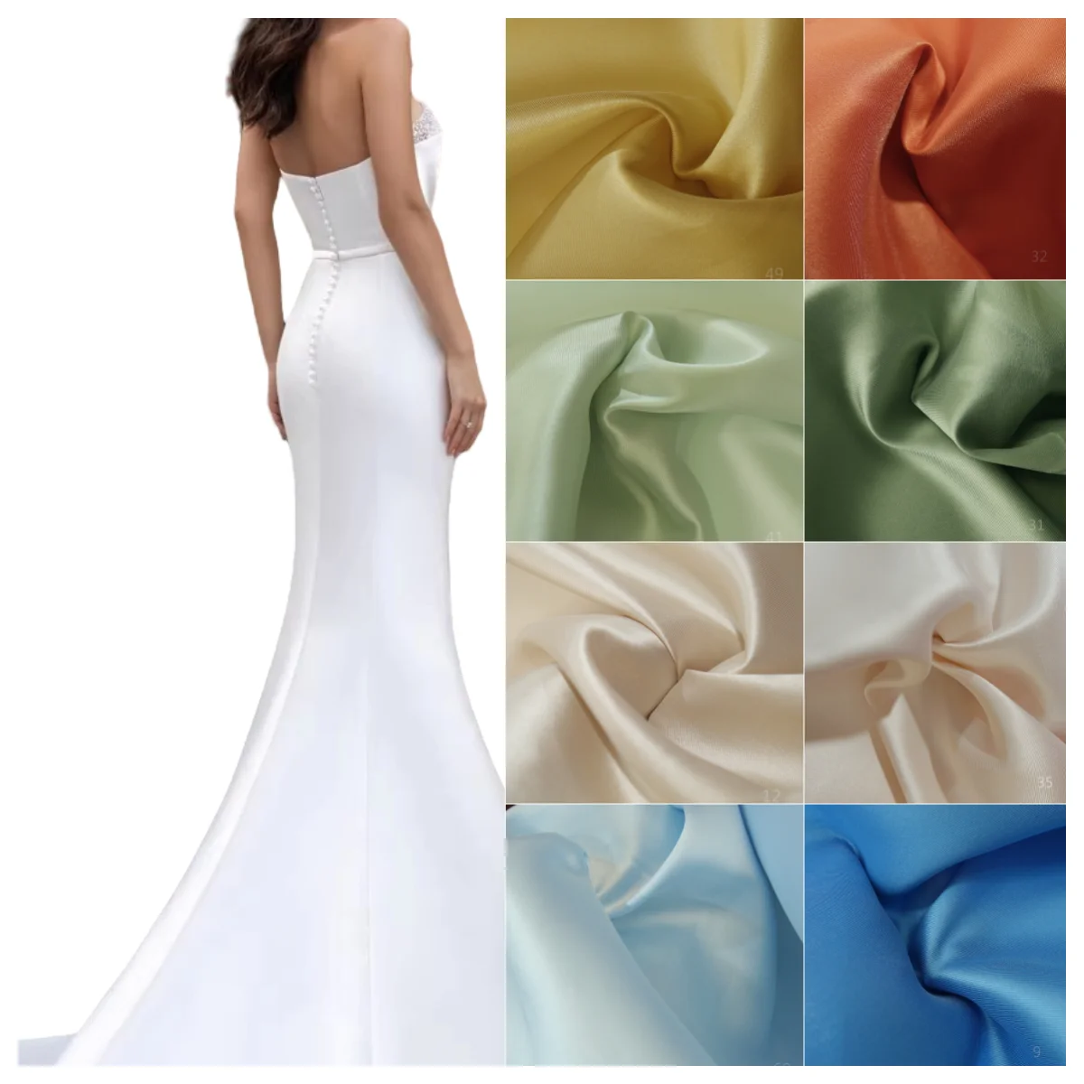 

High quality twill satin Mikado fabric customization for high-end wedding dresses evening gowns fashion fabrics clothing DIY