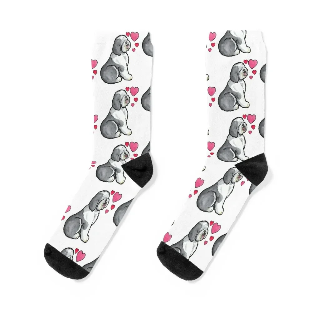 

Old English Sheepdog love Socks funny gifts christmas gifts hiking Men's Socks Luxury Women's