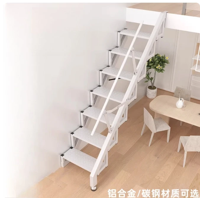 Iron Folding Ladder for Home - Wall-Against Stairs for Duplex, Loft & Second Floor Indoor/Outdoor Use