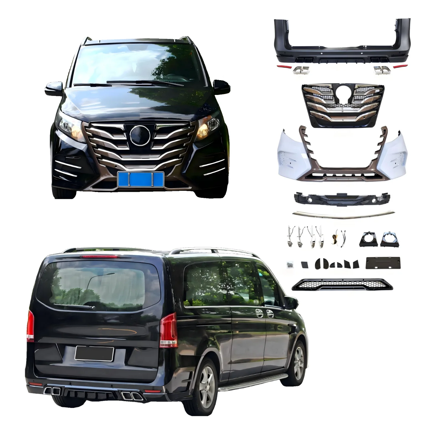 

High-quality Bodykit for Vito LS Factory Wholesale Grille Rear Bumper Glossy Black Front Bumper