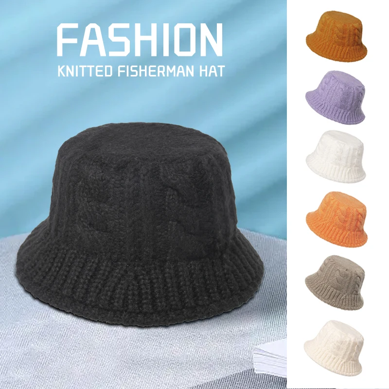 

New Wool Basin Hat Fashion Autumn Students Knit Warm and Winterproof Fisherman Hat Lovely Solid Color Sunshade Hat