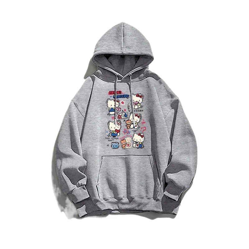 Miniso مرحبا كيتي الرجال هوديي كلية سترة فضفاضة لطيف الكرتون القط المرأة مقنعين هوديي زوجين المألوف العصرية #3