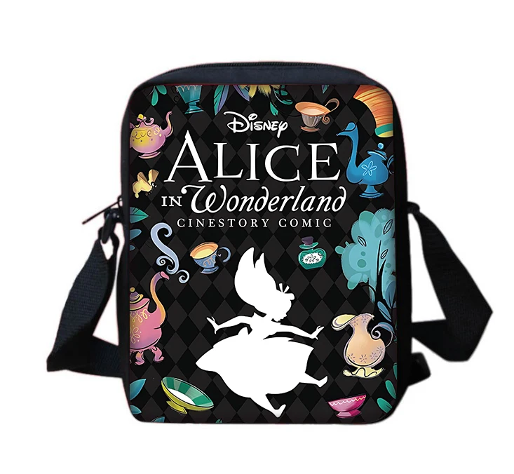 Princess Alice in Wonderland Children Boy Girls Printed Shoulder Messenger Bag Casual Handbag Men Women Phone Bag Shopping Bag