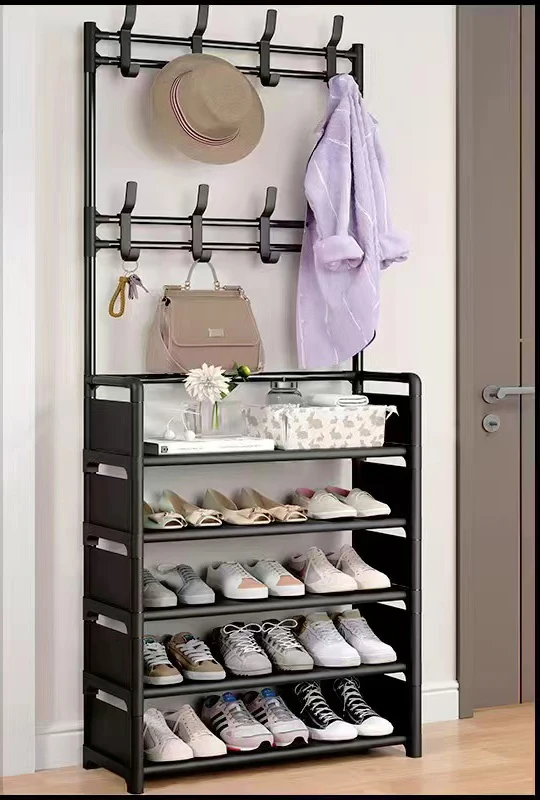 Integrated Shoe Rack for Coat Hat Hanger,Bedroom  Shoe Cabinet, Bag Storage