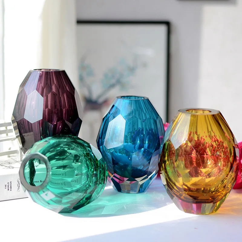 Crystal Vase for Home Decoration, Tabletop Ornaments, European Fashion, Luxury