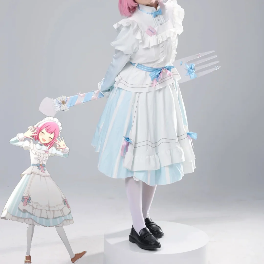 Ootori Emu  Collaboration Cosplay Fluffy Maid Outfit 3D Cute Dog Headband Cute Maid Lolita Virtual Idol Stage Costume Wig Set view 2
