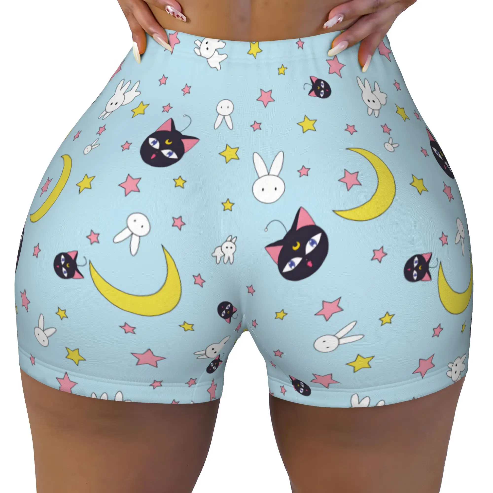 Custom Sailors Manga Moons Running Volleyball Gym Shorts Women Usagi Tsukino Anime Athletic Workout Yoga Shorts