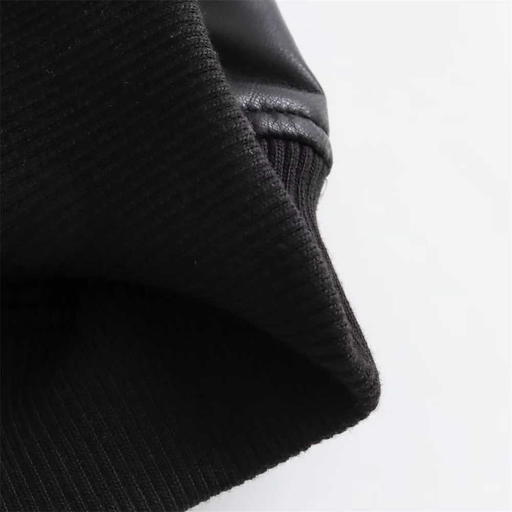 Женская винтажная повседневная короткая куртка-пилот из искусственной кожи с воротником-стойкой большого размера на осень/зиму