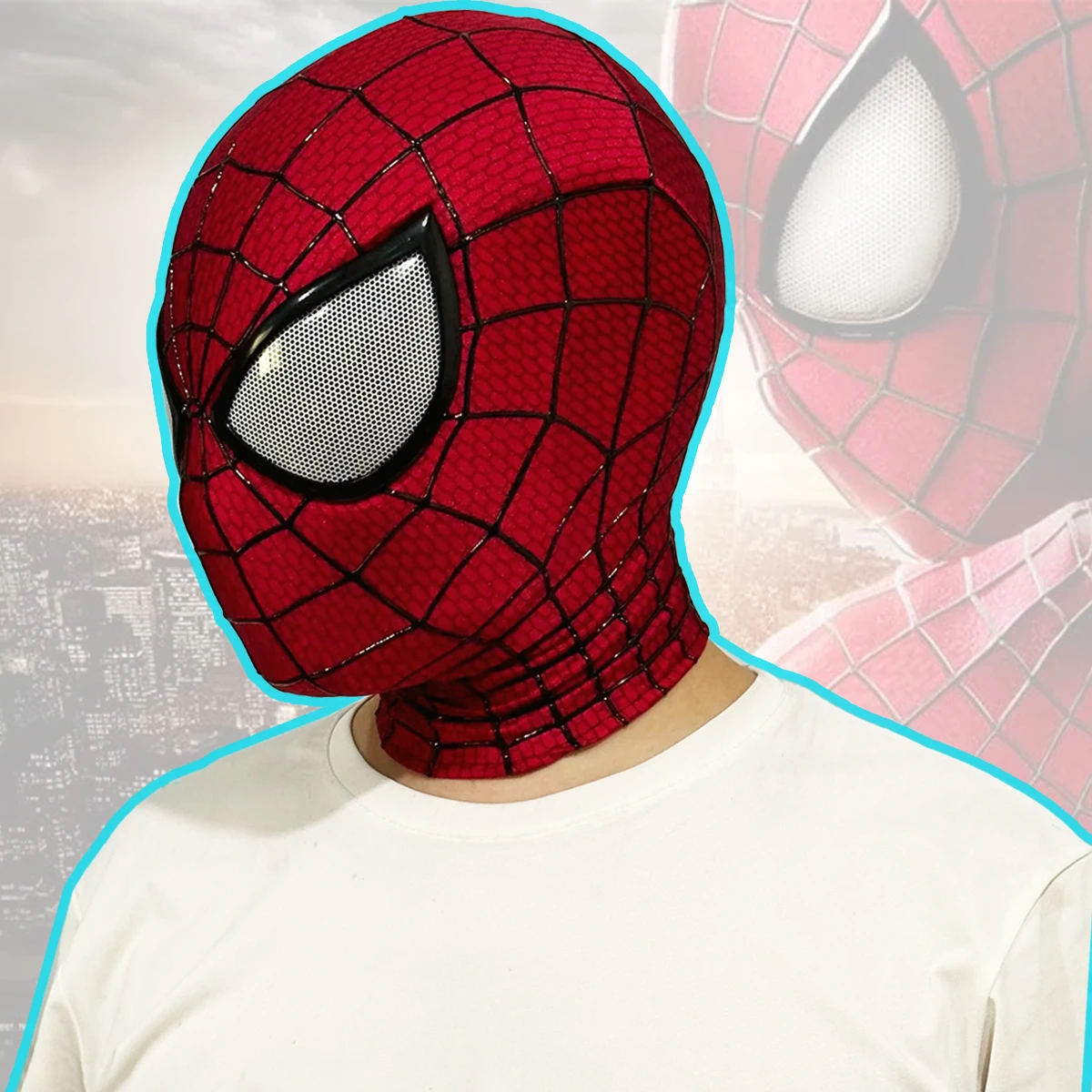Marvel Customized Amazing Spider-Man 2-Maske, Vollkopf-Spiderman-Maske mit Gesichtsschale und 3D-Gummiweb, tragbare Nachbildung von Filmrequisiten