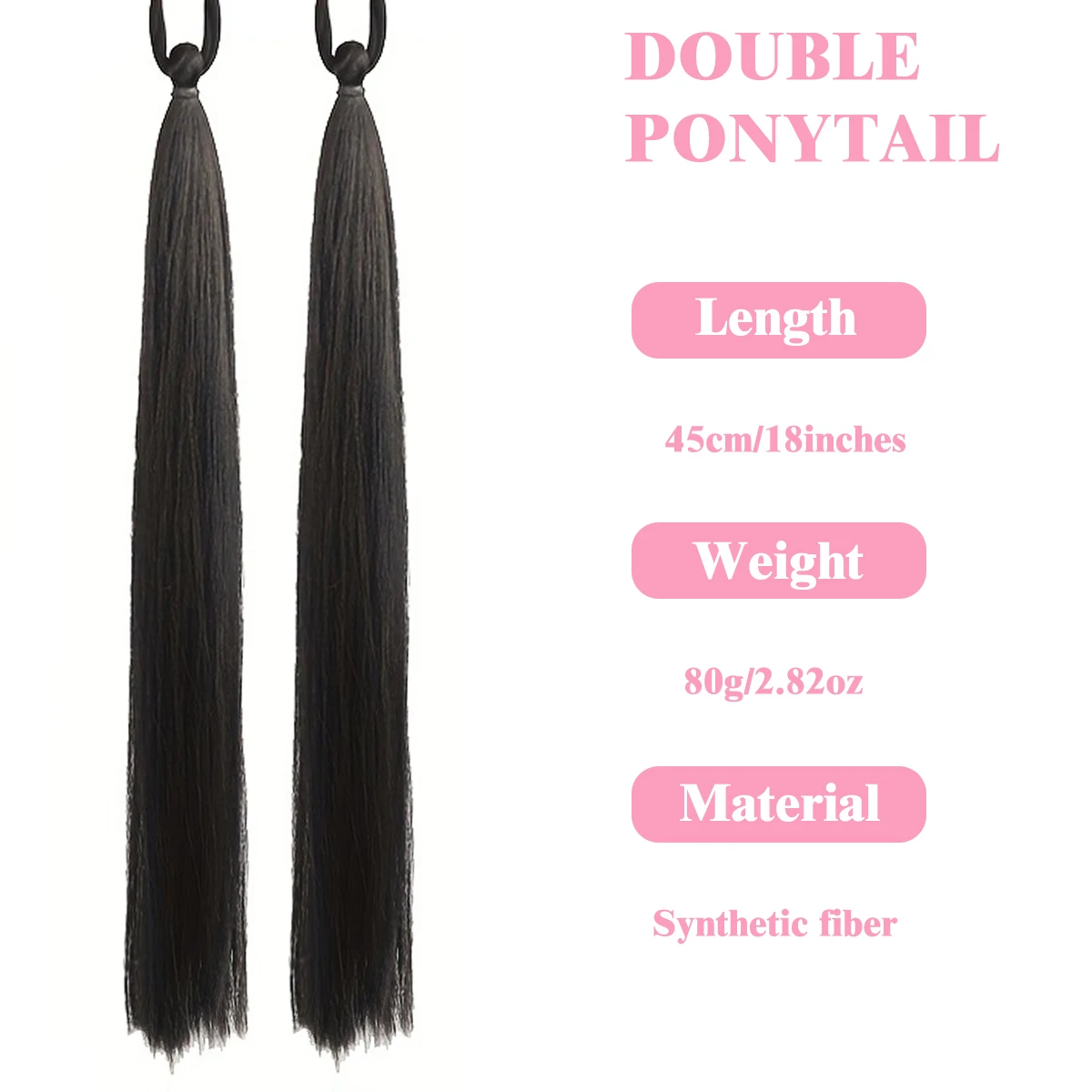 Натуральный синтетический парик с двойным хвостом, эластичная резинка, женский термостойкий прямой хвост для волос, доступный для праздника