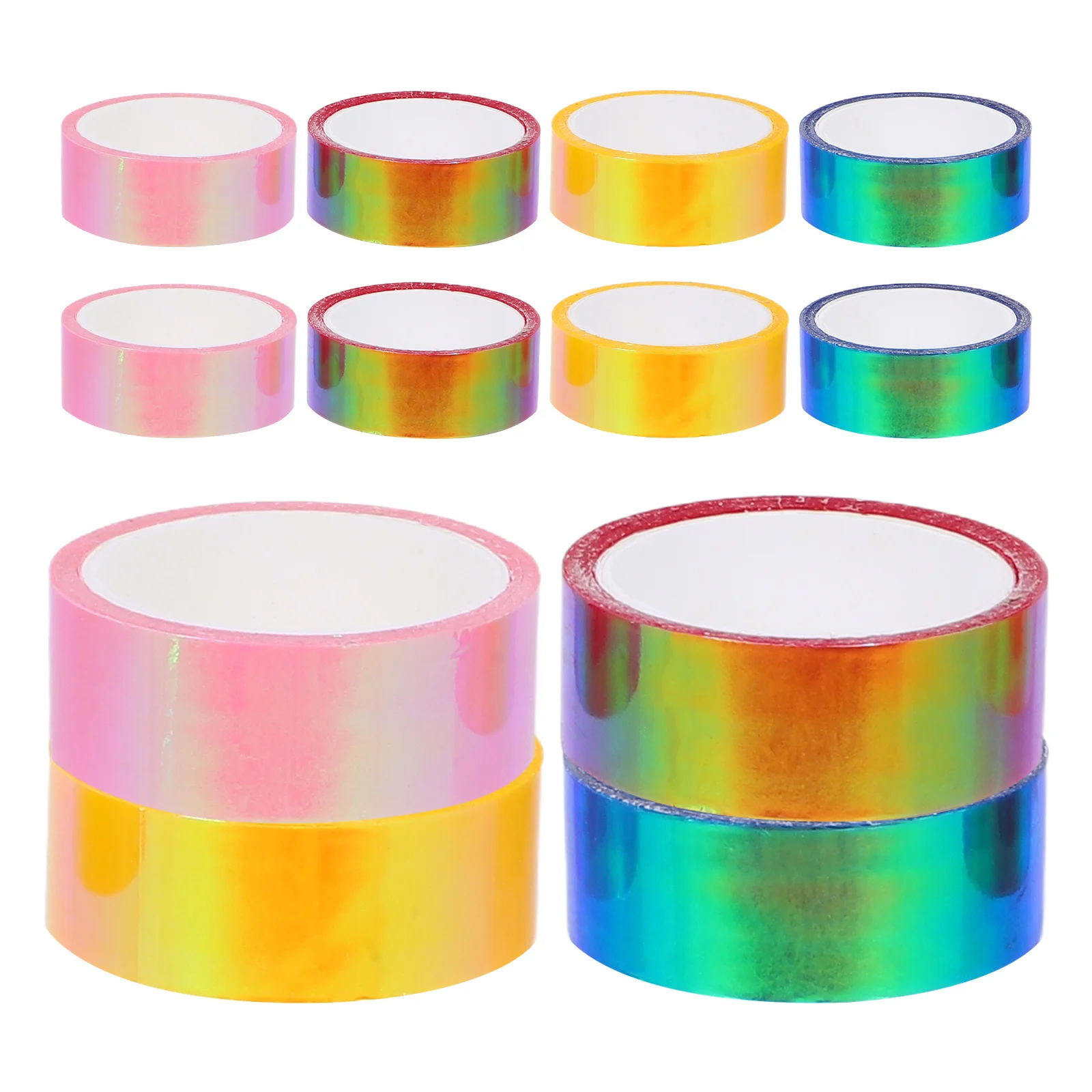 

12 Rolls Rainbow Film Tape High Viscosity Pe Waterproof Adhesive DIY Gradient Mixed Color for Gift Wrapping Crafts