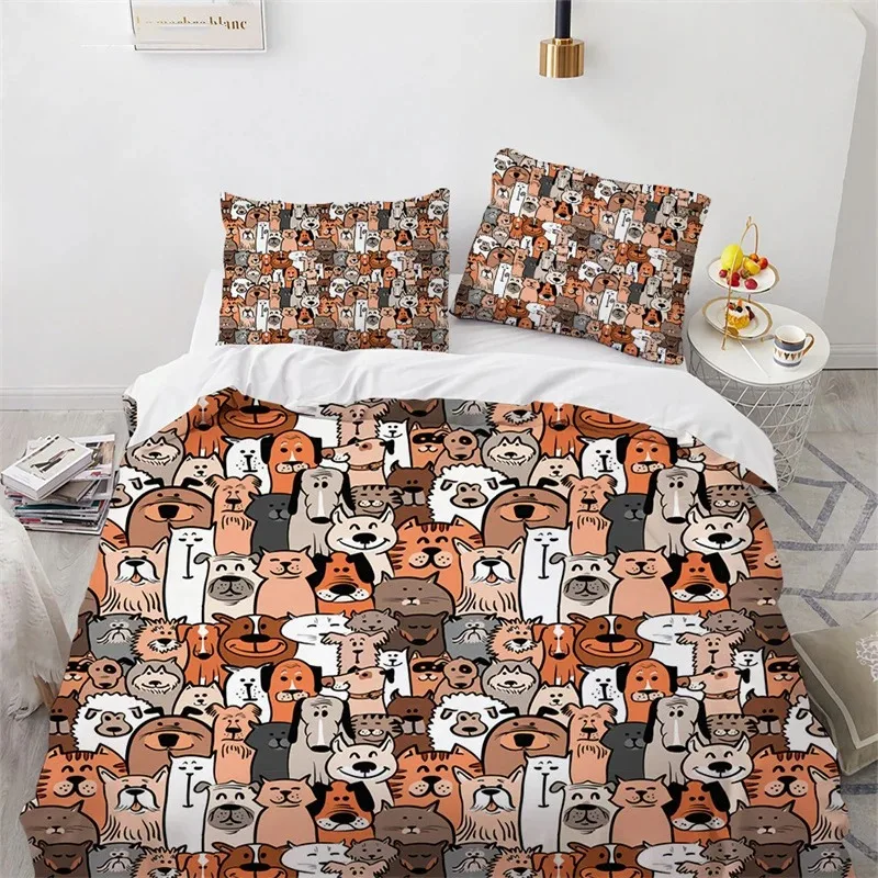 Cartoon Monster Duvet Cover King Queen Size Lovely Funny Animal Bedding Set for Kids Boys Girls Anime Polyester Comforter Cover