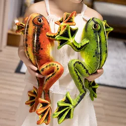 Simulated Colorful Frog Plush Pillow Lovely Stuffed Squishy Lifelike Animal Frog Toys Gifts for Birthday Appease Dolls