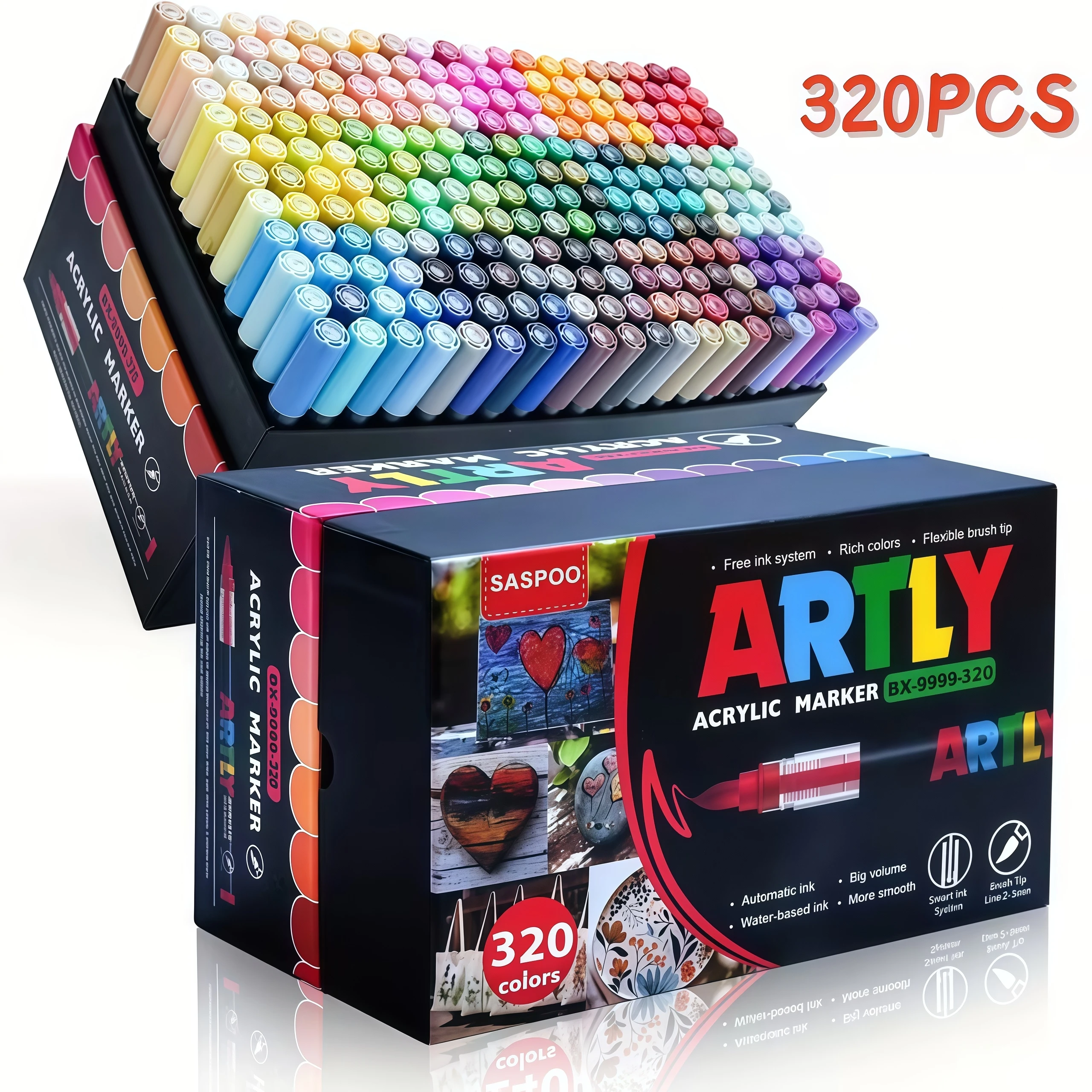 

320-цветные художественные маркеры, мягкая кисть, наконечник ручки, акриловые маркеры для рисования, рисования, сделай сам, камень, рок, дерево, художественные школьные канцелярские принадлежности