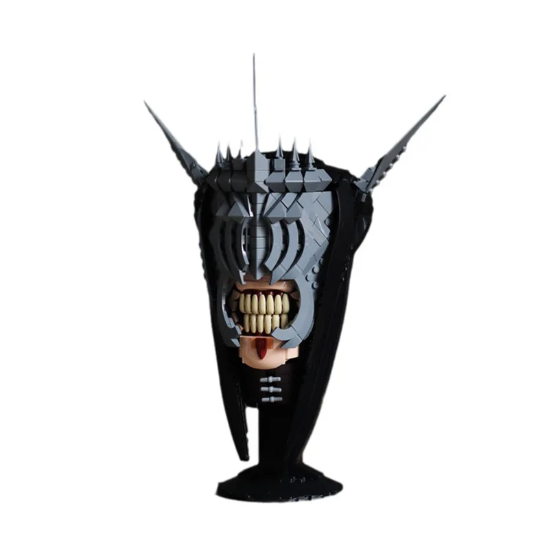 Dark Lord Evil Mask MOC Building Blocks, Fantasy Warrior Helmet Model, DIY Collectible Toy For Fantasy Game Hobby Fans