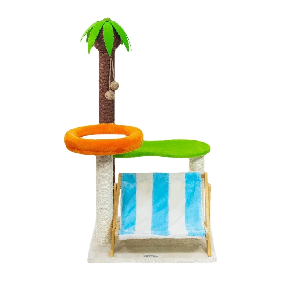 43.3 inch Coconut Tree Novelty Deck Chair Cat Tree Tower Condo Furniture Apartment