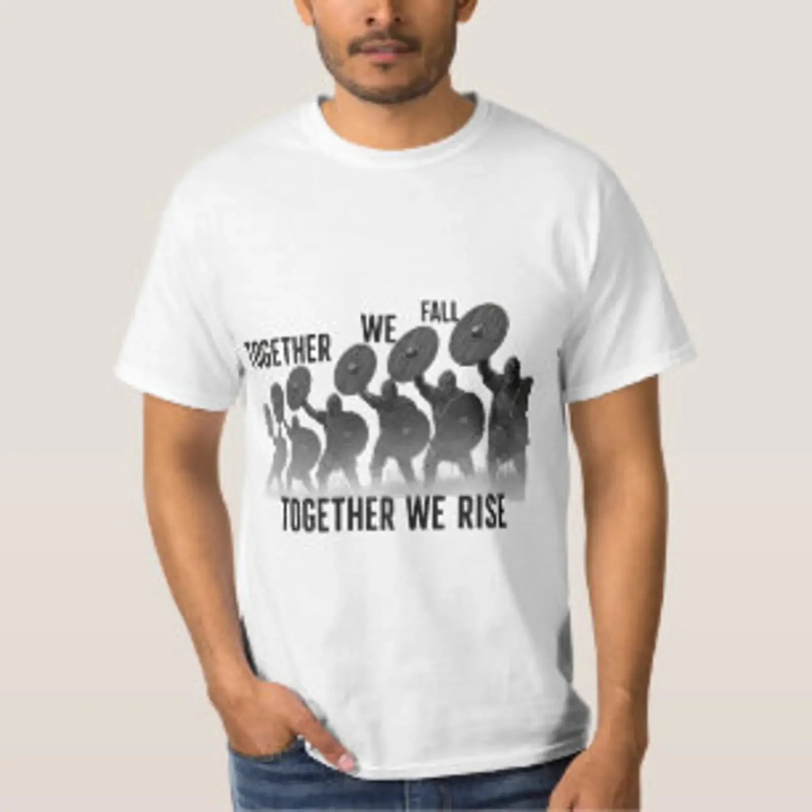 T-shirt unisexe vintage lavé, style streetwear, motif « Together We Rise Viking Unity », pour un usage quotidien, mode décontractée