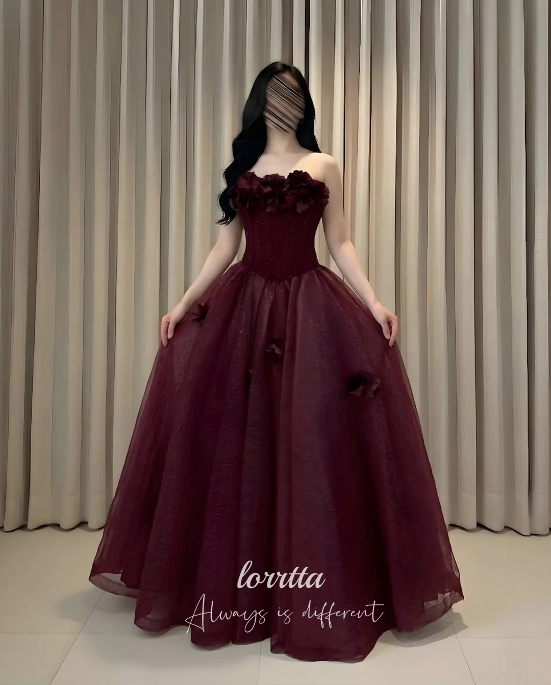

Lorrtta Tulle Off The Shoulder Burgundy Ball Gown Evening Dress 2026 Prom Dress Women Ladies Party Gala Trendy Customized