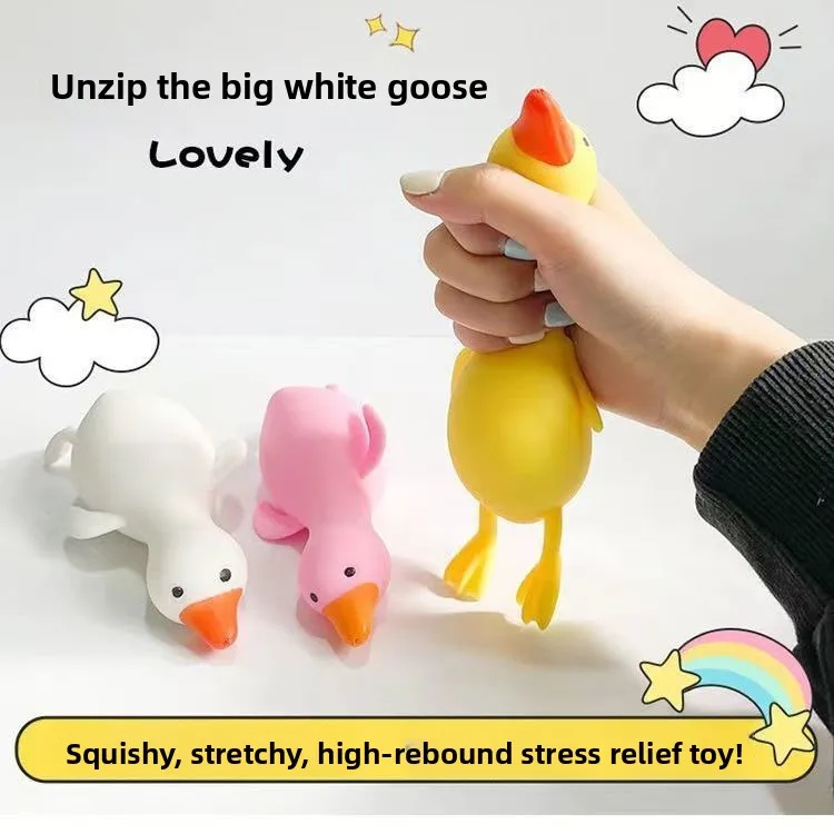 Jouet anti-stress aléatoire 1 pièce : Canard, Oie, Animaux mignons Kawaii, Jouets de décompression extensibles pour adultes