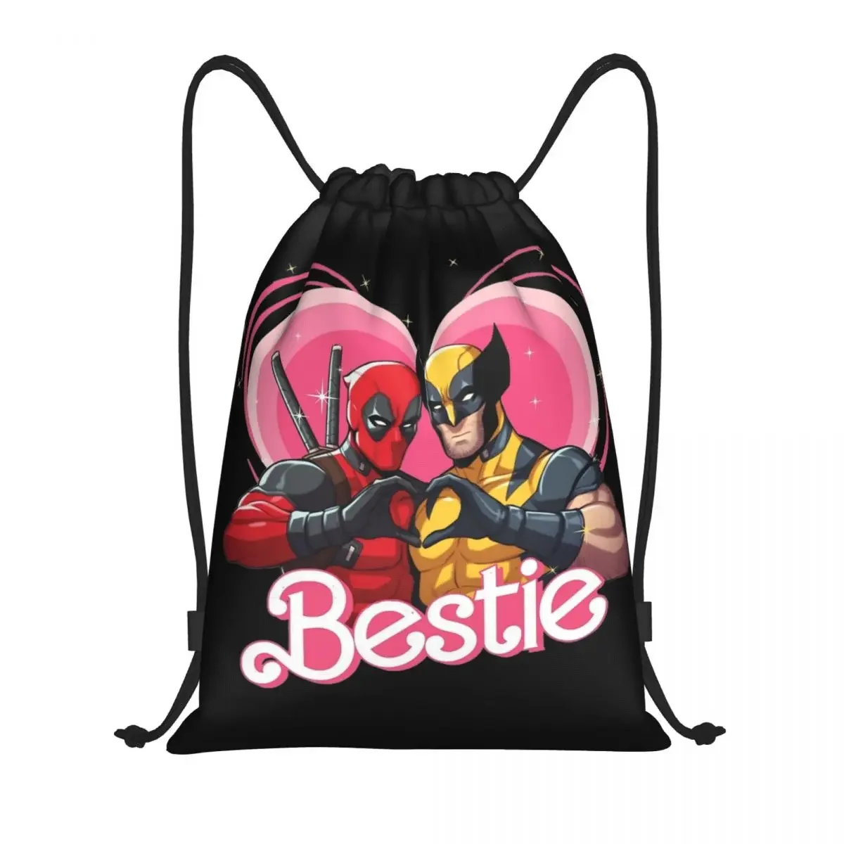 Cute Besties Forever Deadpool Superhero Drawstring Backpack Gym Sports Sackpack Water Resistant String Bags for Working Out