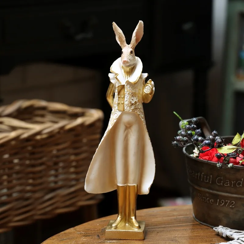 European Long-eared Rabbit Sculpture Ornaments Hotel Restaurant Living Room Couple Rabbit Statue Furnishings Christmas Gifts