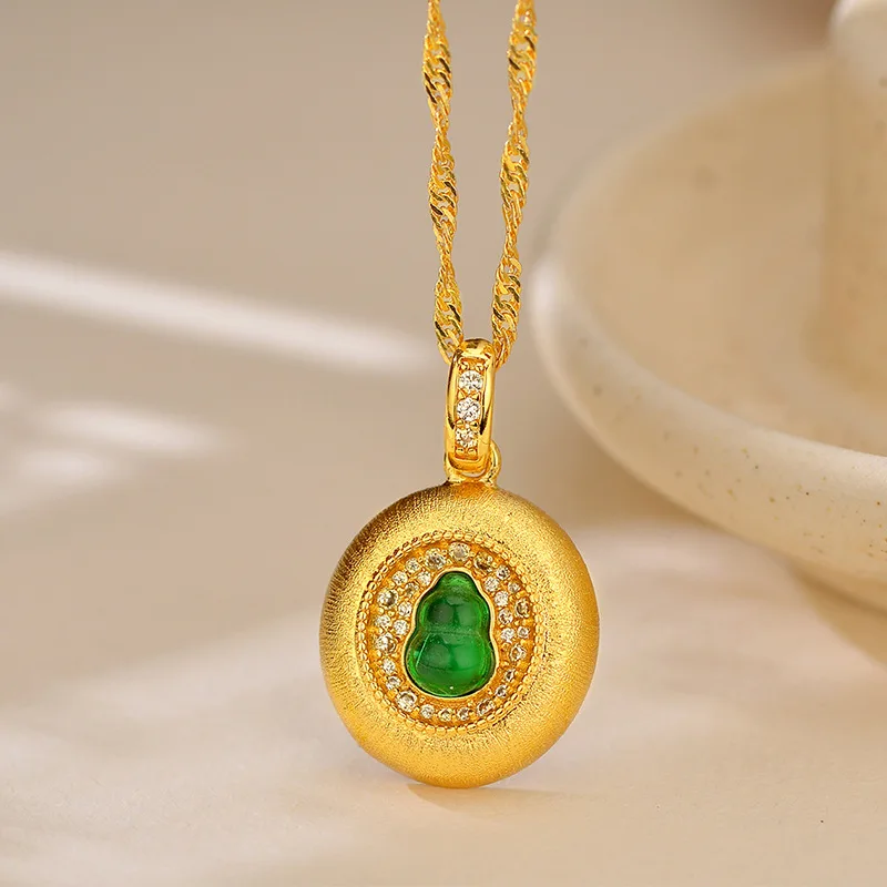 

Роскошный женский подвесной светильник из чистого золота 9999 карата 24 карата, роскошное матовое ожерелье с подвеской в виде тыквы