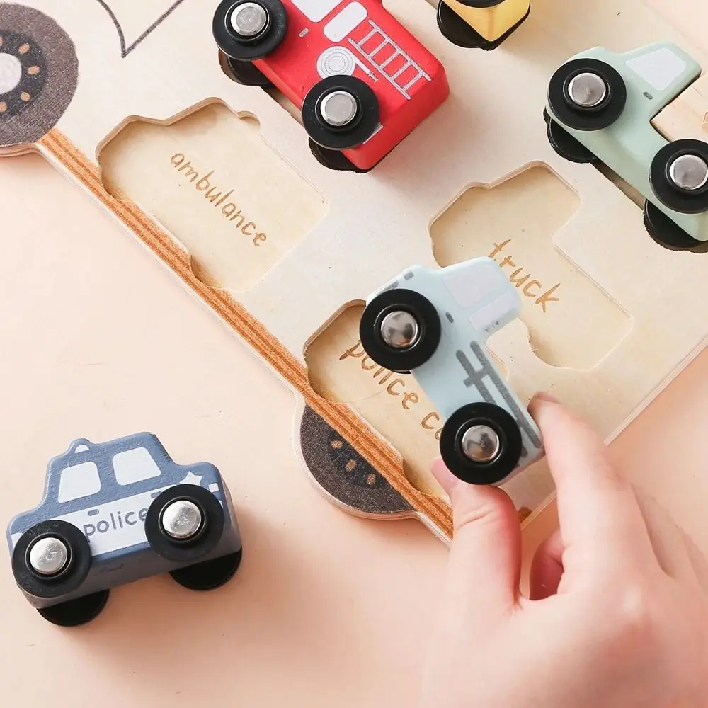 Puzzle Montessori, jouets à motif interactif, géométrie cognitive en bois, jouets défis, bricolage, planche de Puzzle en forme de voiture