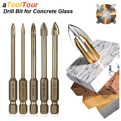 Masonry Concrete Drill Bits For Glass Ceramic Tile Brick Plastic Wood Mason Hard Alloy Wall Hole Opener Hex Shank 3mm To 12mm