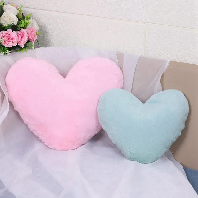 Faux Rabbit Fur Heart Pillow Decorative Pillows Plush Love Heart Shaped Fluffy Throw Pillow Cushion Valentine's Day Gift image 2