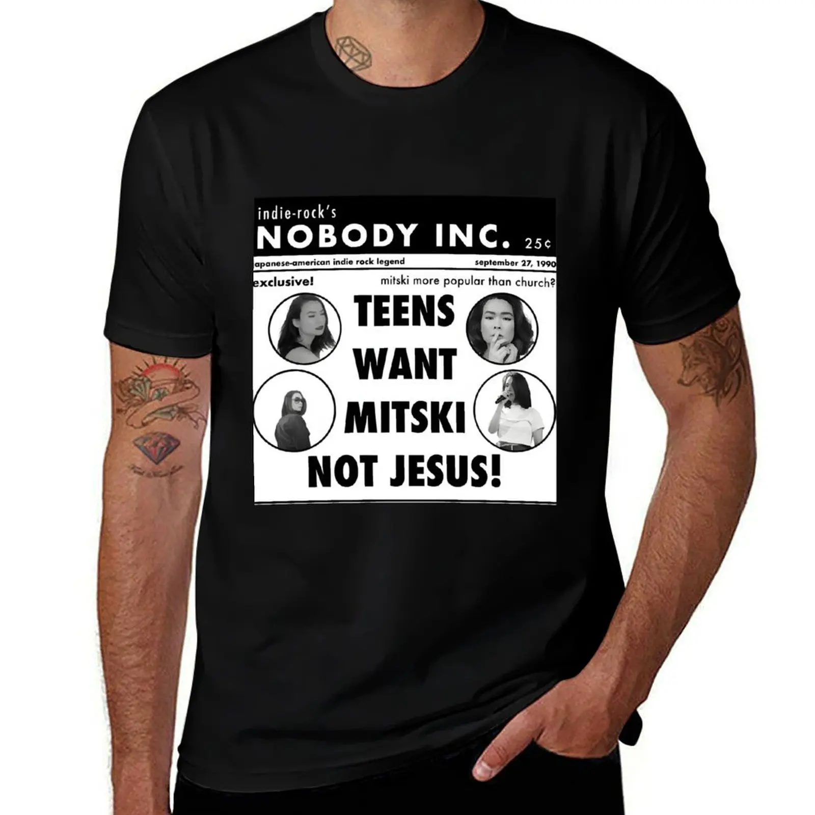 

mitski Classic newspaper T-Shirt Work Utility Short Sleeve Shirt