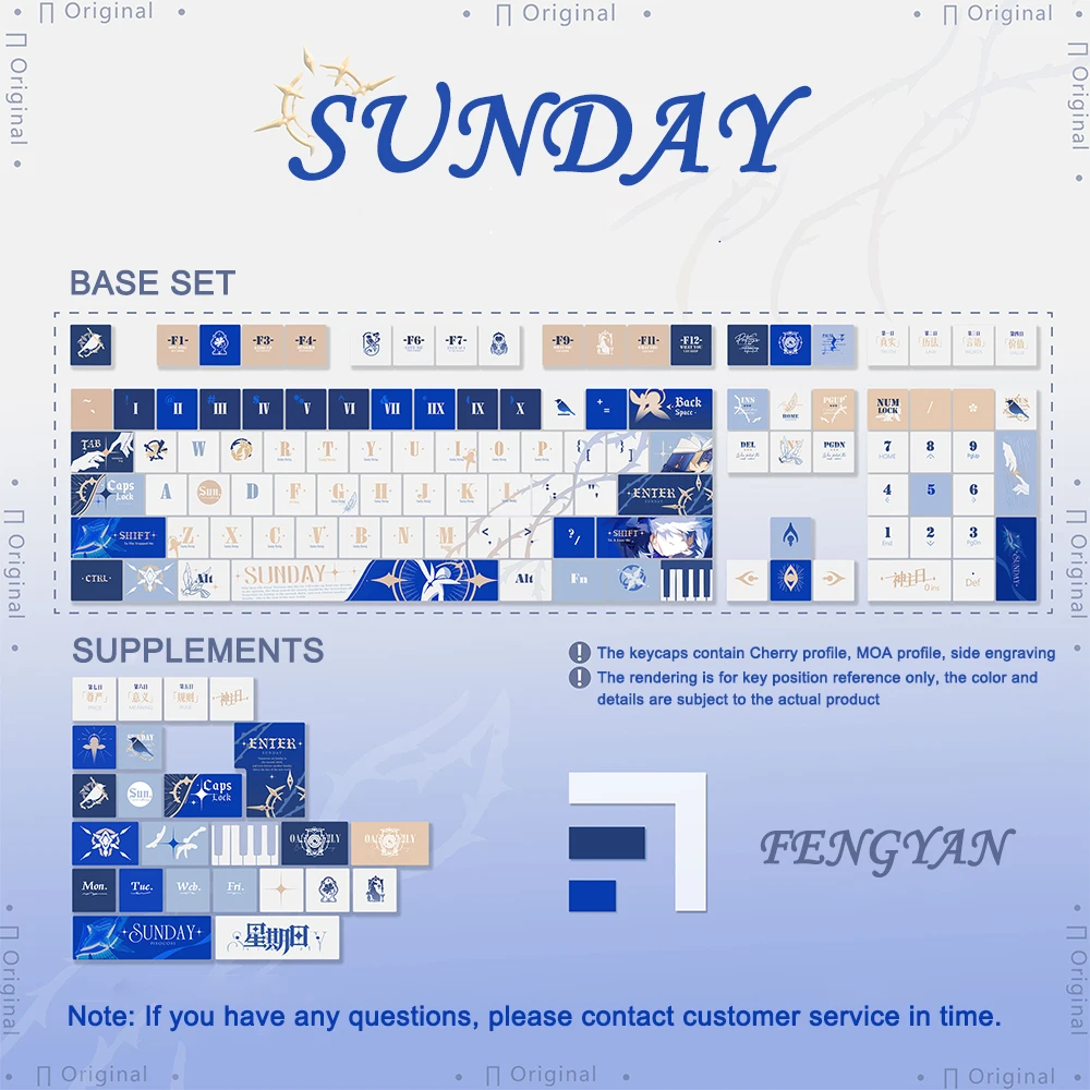 Honkai: Star Rail keycaps Sunday Theme Keycap Game Key Cap Anime 120 Keys PBT DYE SUB Cherry MX Switch for Mechanical Keyboard